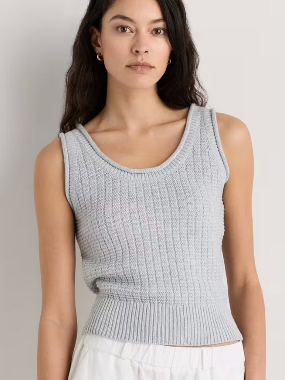 100% Organic Cotton Waffle Cropped Sweater Tank